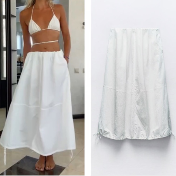 Zara Dresses & Skirts - Zara woman’s balloon Elegant White Midi Skirt